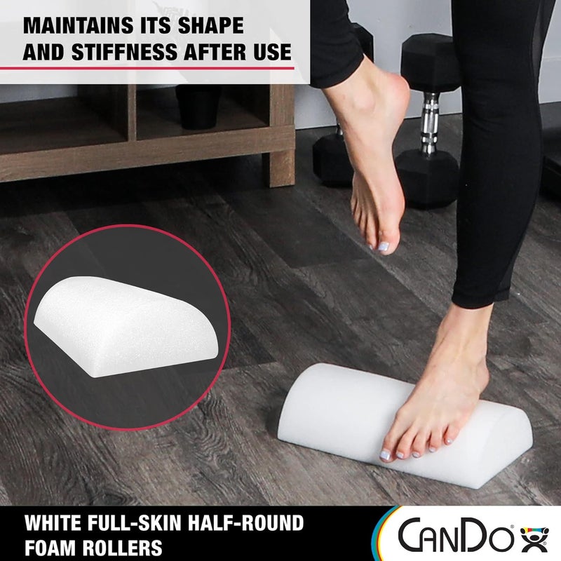 Cando -30-2341 Full-Skin PE Foam Roller For Muscle Restoration, Massage Therapy, Sport Recovery, And Physical Therapy. White, 6" x 12", Half-Round - Image 5